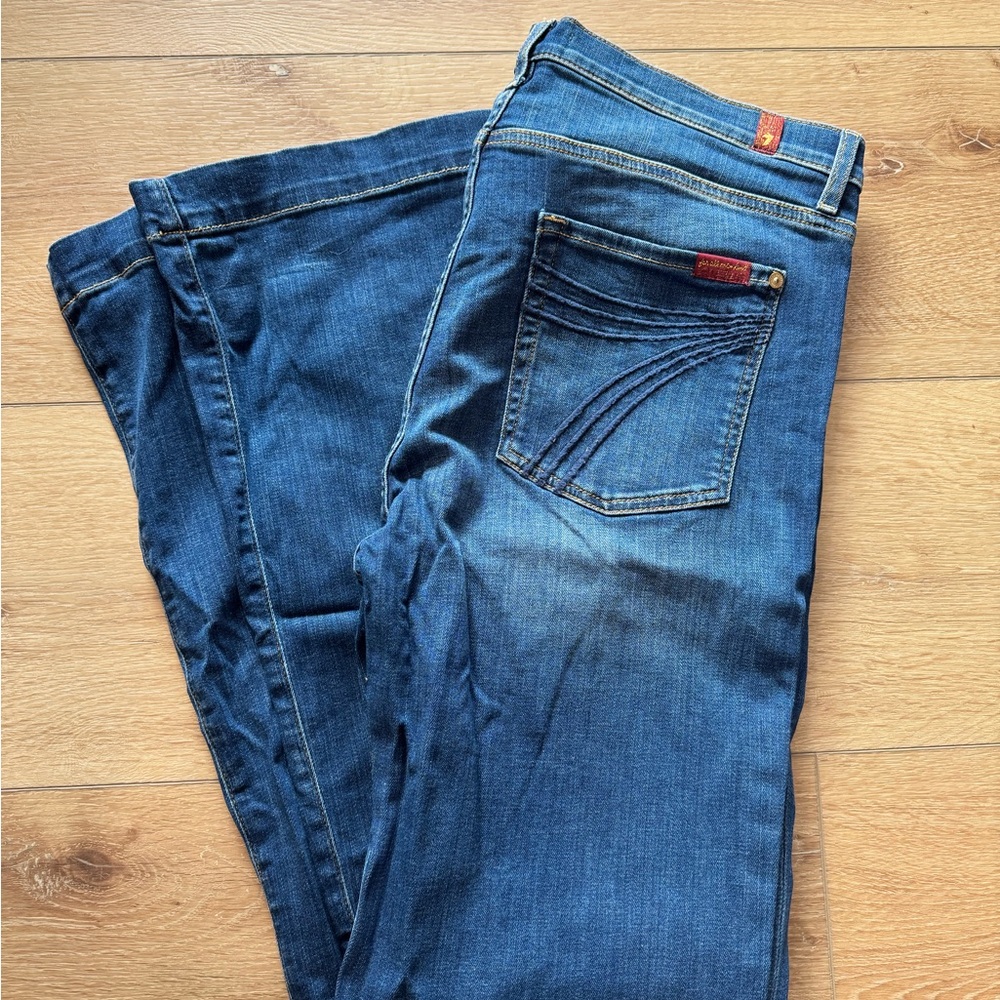 7 For All Mankind Dark Blue Boot Cut Jeans